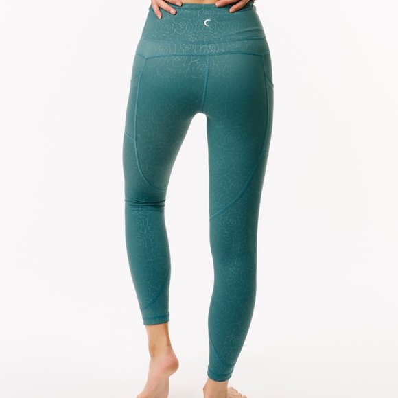 Zyia Dark Teal Floral Pocket Lnt Hirise 